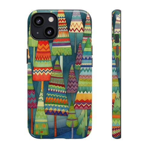 Knitted Christmas Trees - Impact Resistant Phone Case iPhone 13 Glossy